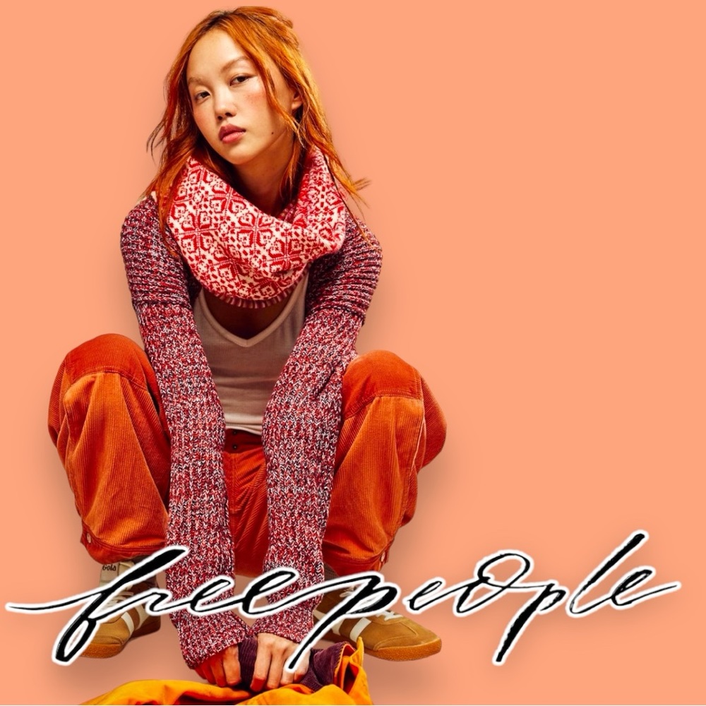 Free People Red and White Sweater Shrug